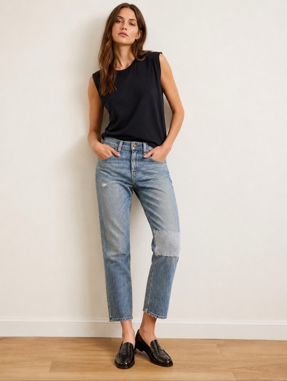 Rag & Bone Tomboy Patchwork Cropped Jeans Women's Size 25